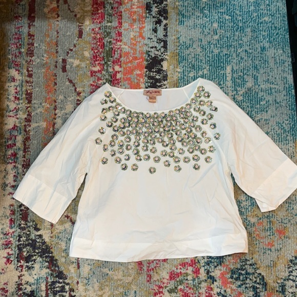 Anthropologie flower beaded top - Picture 1 of 5